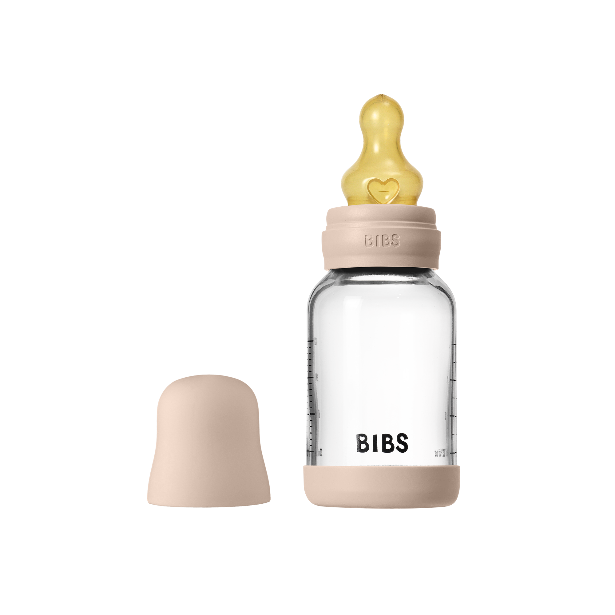 Bibs Glass Baby Bottle Round Latex 1 pack 120ml Slow Flow Blush Bibs Glass Baby Bottle Round Latex 1 pack 120ml Slow Flow Blush
