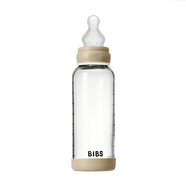 Bibs Baby Glass Bottle Round Silicone 1 pack 240ml Medium Flow Vanilla Glow