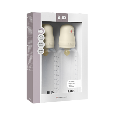Bibs Baby Bottle Round Latex 2 pack 270ml Medium Flow Ivory