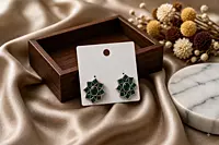 Emerald Starburst Floral Oxidized Stud Earrings