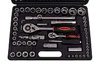 Socket Set with Ratchets, Adapters and Extensions 1/2 and 1/4 in. Drive 108 pcs G10151 HEIDMANN