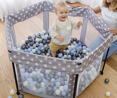 Сгъваема шестоъгълна кошара + килимче за игра Сгъваема шестоъгълна кошара + килимче за игра