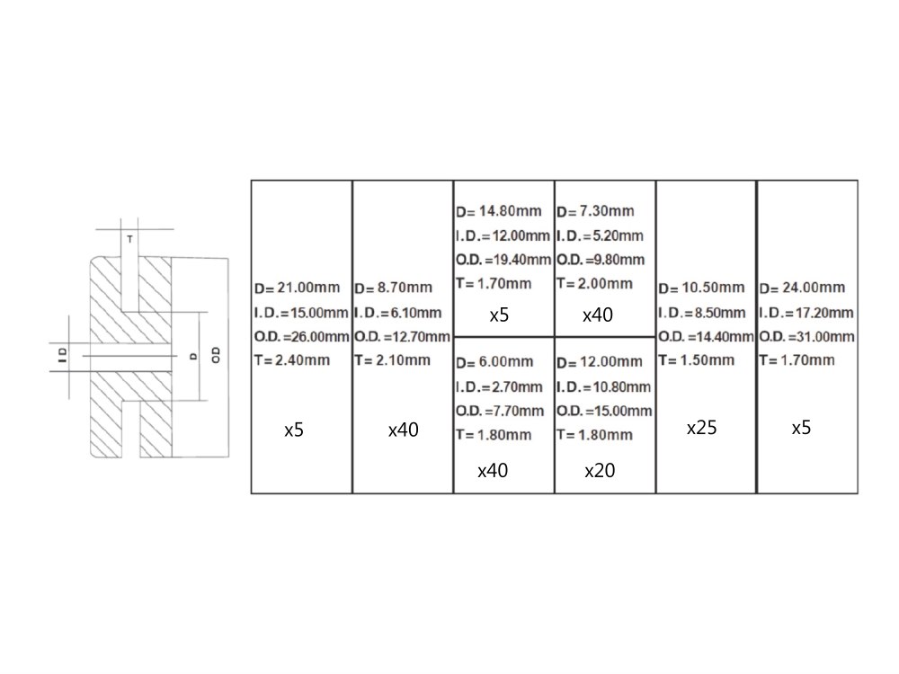 Rubber Grommets Assortment Set 180pcs G02915