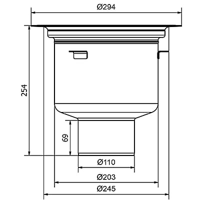 PURUS HEAVY 110R nerūsējošā tērauda grīdas izteka ar vertikālu 110mm izvadu