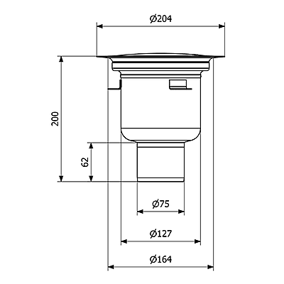 PURUS BALDER 75SS nerūsējošā tērauda vertikāla grīdas izteka ar trapu, diametrs 150mm