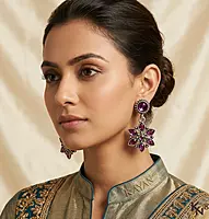 Royal Amethyst Floral Drop Earrings