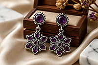 Royal Amethyst Floral Drop Earrings