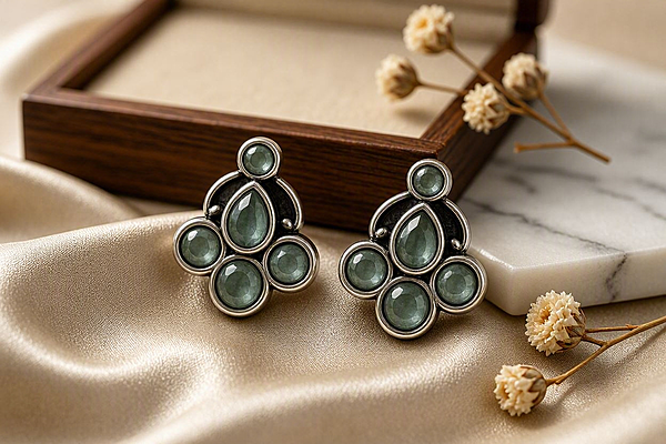 Seafoam Cluster Stud Earrings