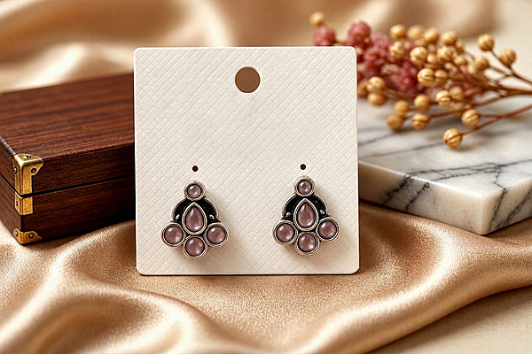 Blush Quartz Cluster Stud Earrings