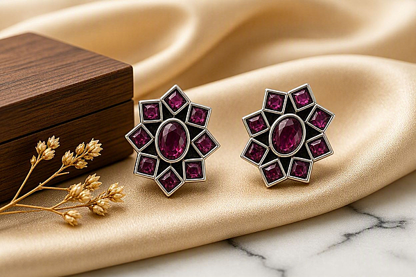 Imperial Plum Starburst Stud Earrings