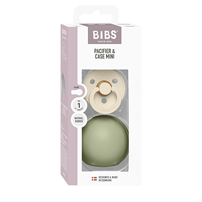 Bibs Colour Pacifier Latex Size 1 Ivory / Paci Case Mini Sage
