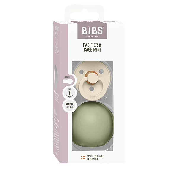 Bibs Colour Pacifier Latex Size 1 Ivory / Paci Case Mini Sage