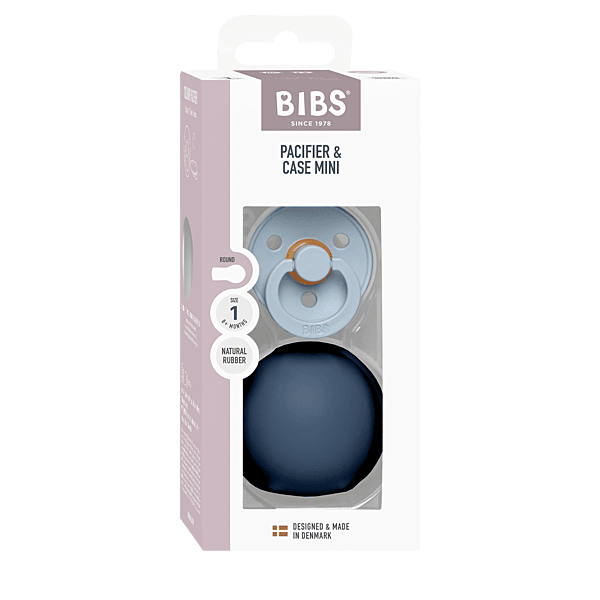 Bibs Colour Pacifier Latex Size 1 Baby Blue / Paci Case Mini Steel Blue
