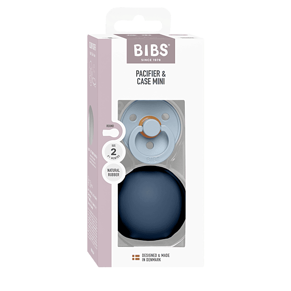 Bibs Colour Pacifier Latex Size 2 Baby Blue / Paci Case Mini Steel Blue