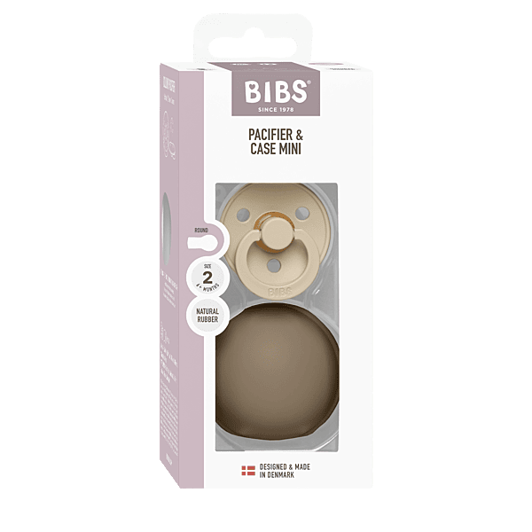 Bibs Colour Pacifier Latex Size 2 Vanilla / Paci Case Mini Dark Oak