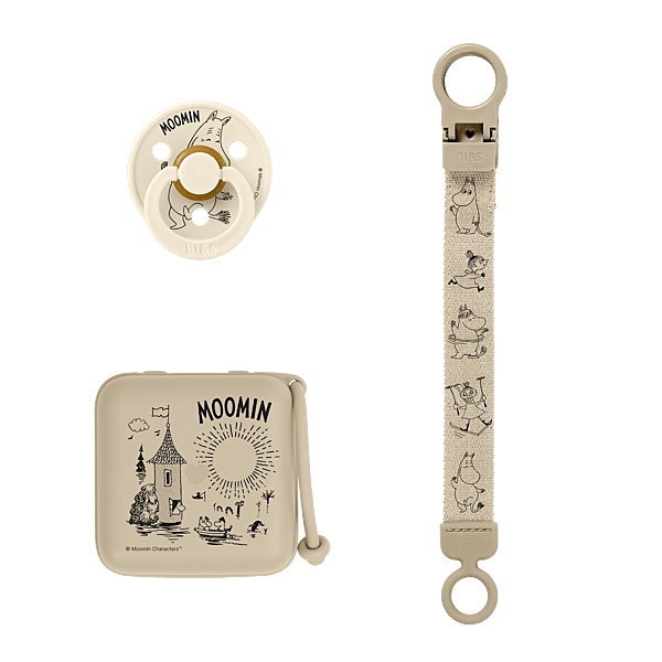 Bibs Moomin Gift Set Soothe & Go Latex Size 2 Vanilla
