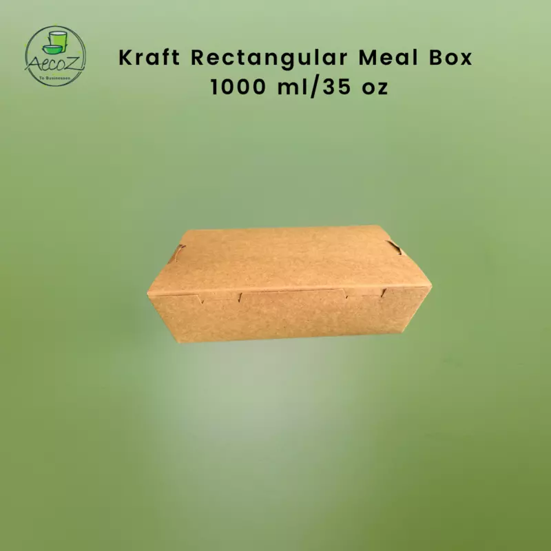 Kraft Rectangular Meal Box - 1000ml/34 oz - Box