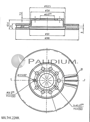 PALIDIUM P330-040 BRAKE DISC FRONT GOLF/A3