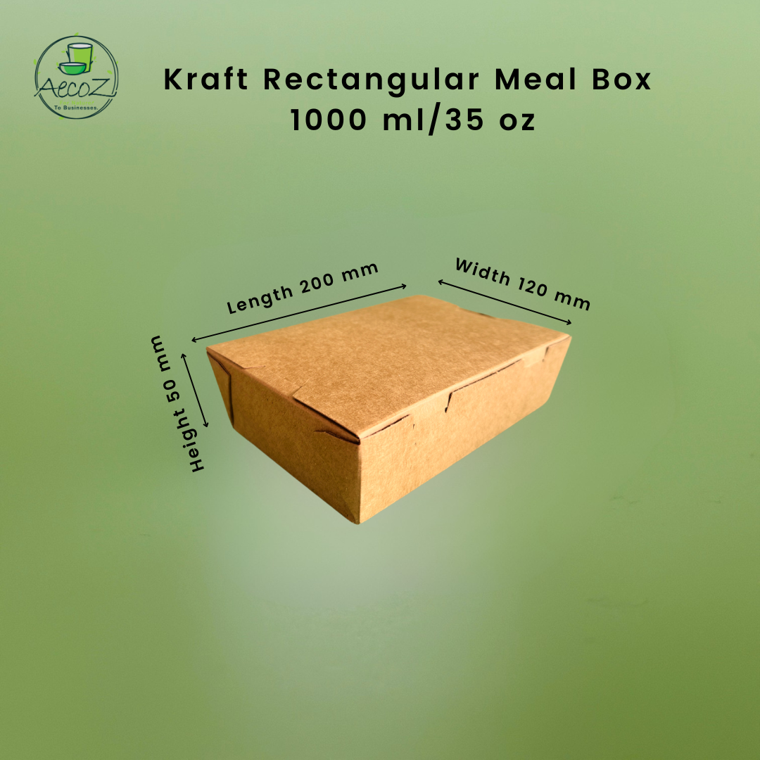 Kraft Rectangular Meal Box - 1000ml/34 oz - Box