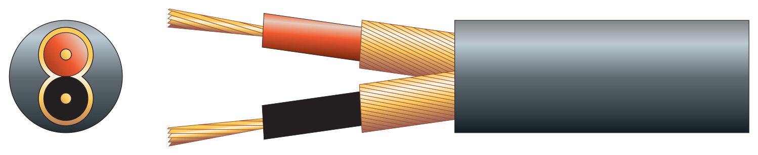 2 Core Individual Lap Screen Cable Black 100m