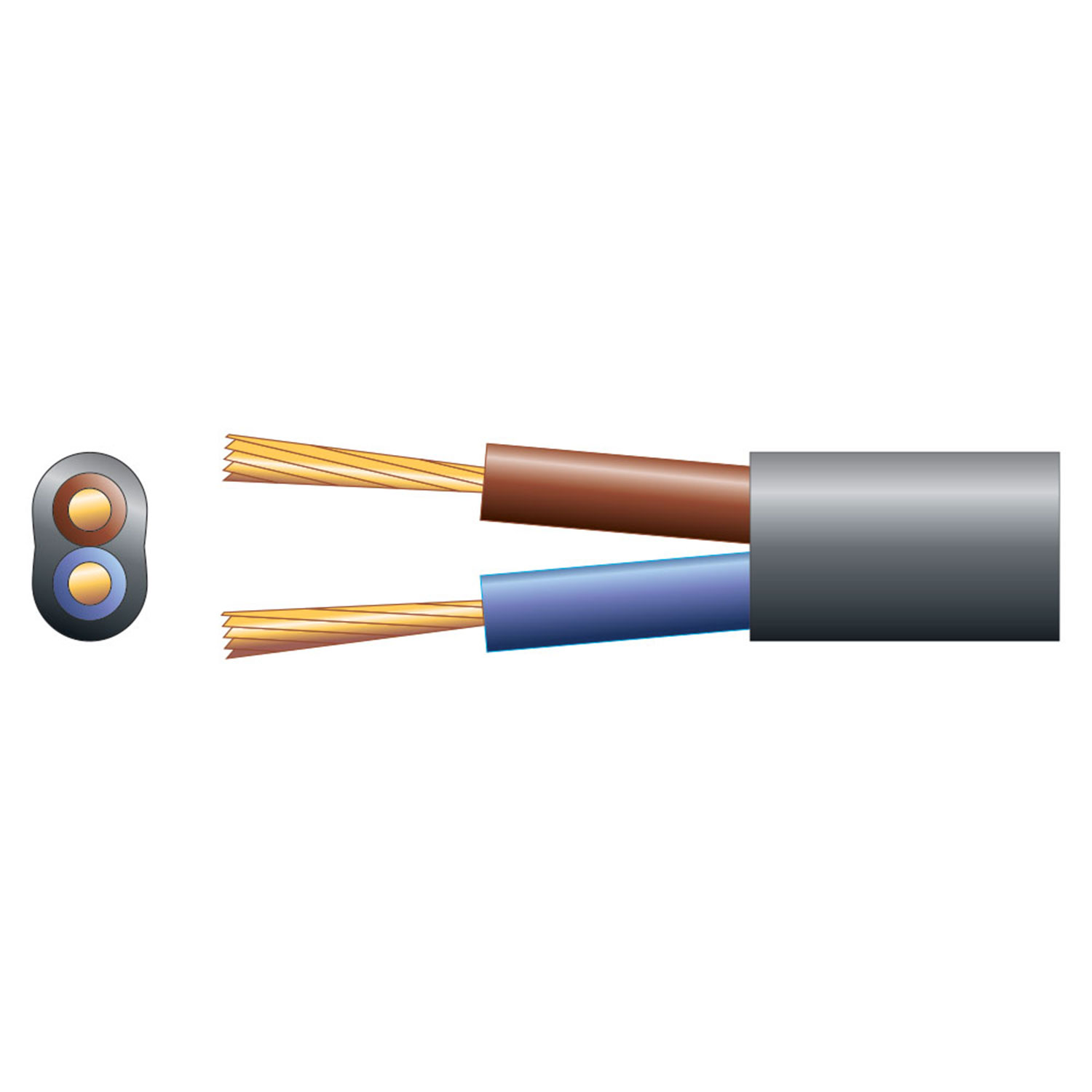2192Y 2 Core Oval PVC, 300/300V, HO3VVH2-F2, 6A Black 100m