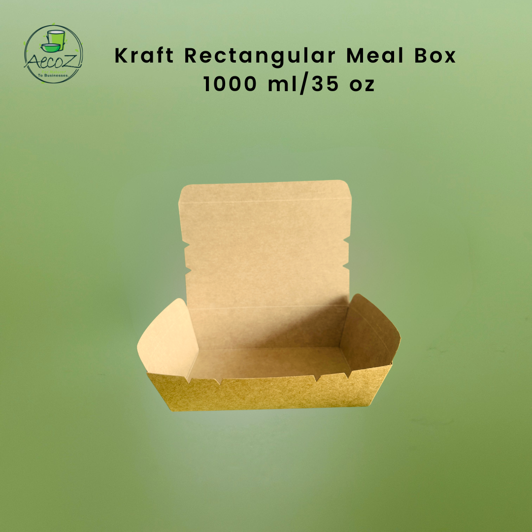 Kraft Rectangular Meal Box - 1000ml/34 oz - Box