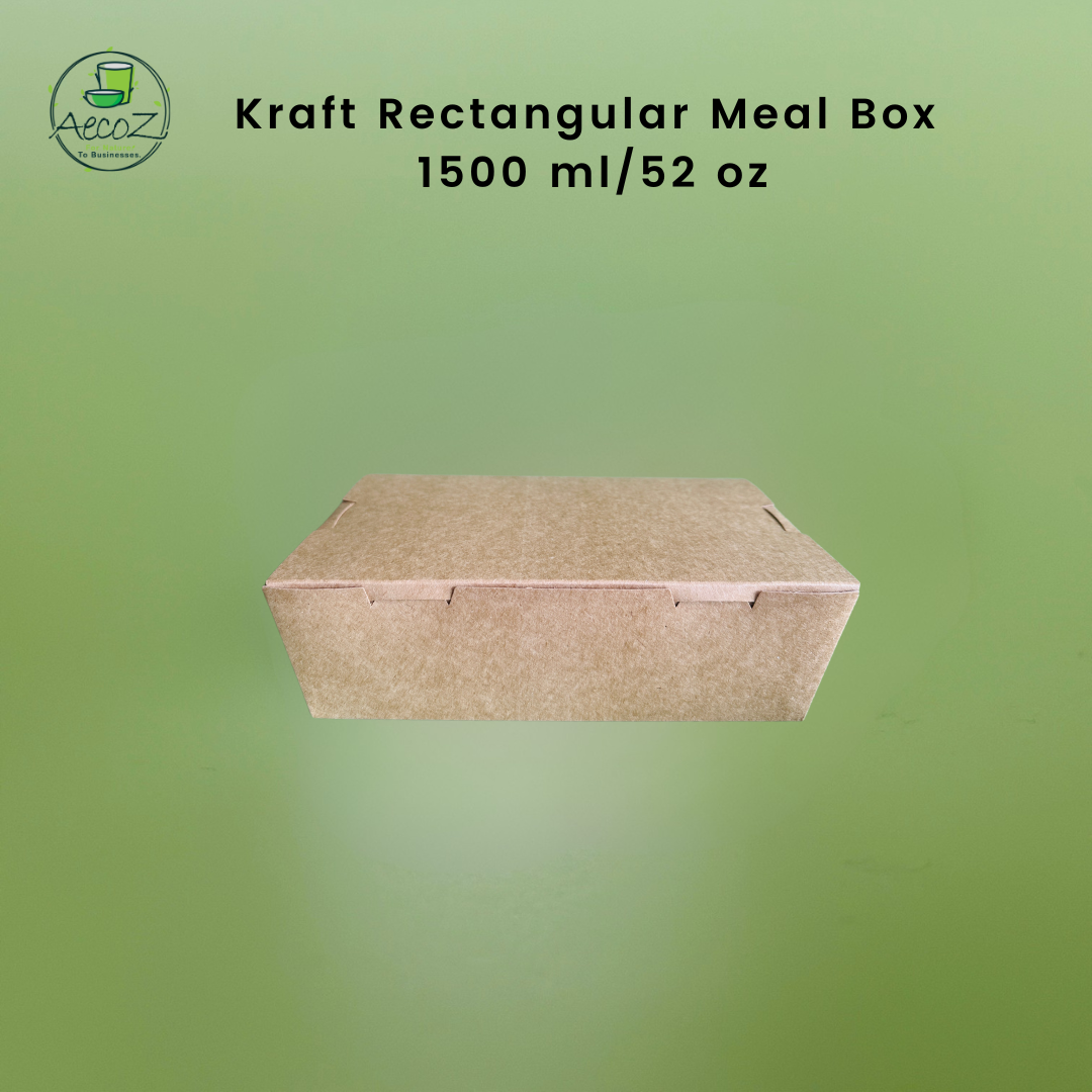 Kraft Rectangular Meal Box - 1500ml/52 Oz - Box