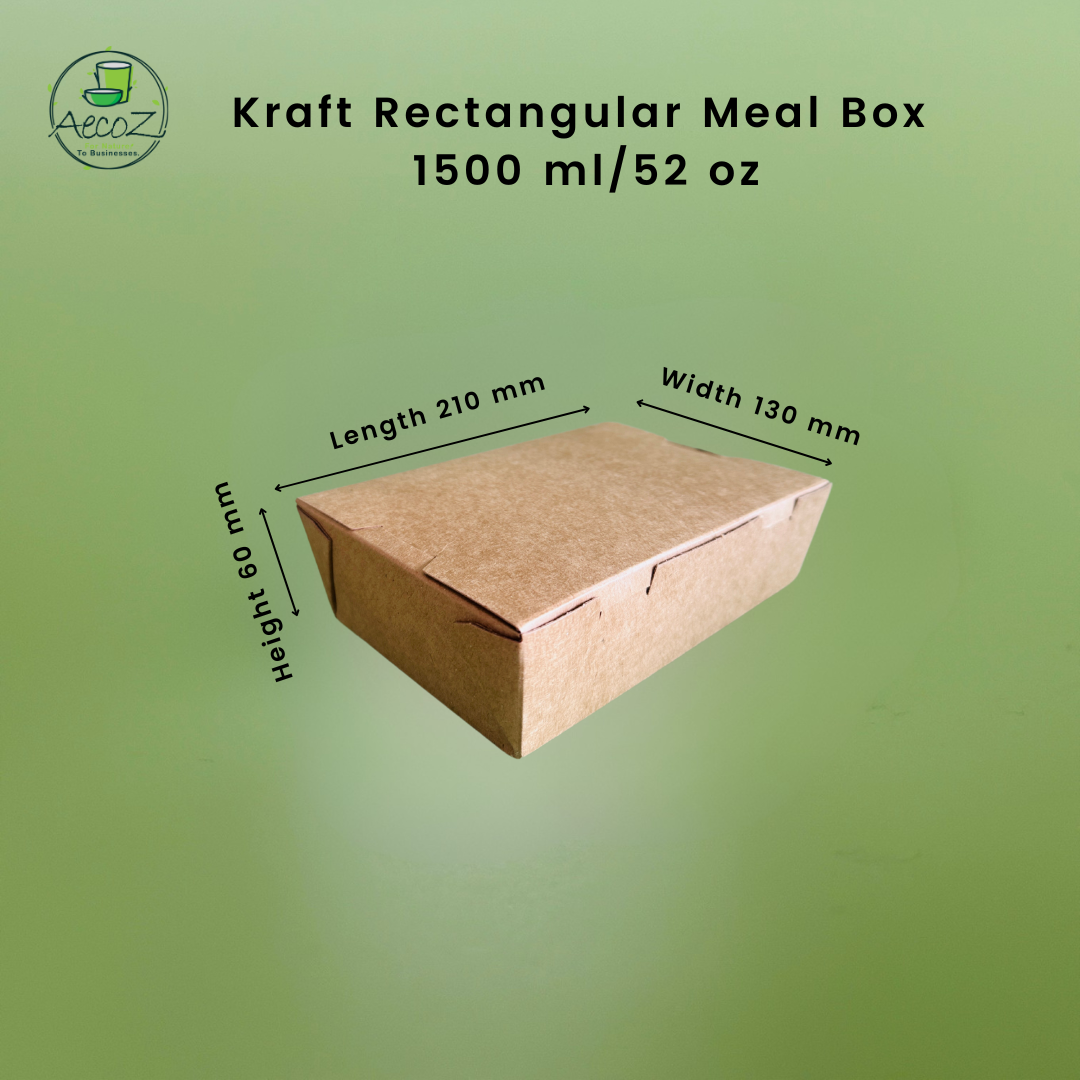 Kraft Rectangular Meal Box - 1500ml/52 Oz - Box