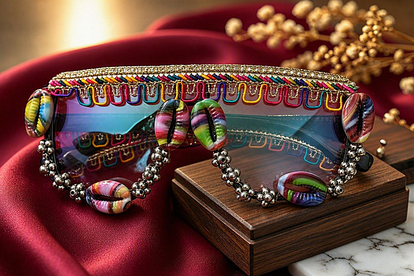 Festival Fiesta Cowrie Shell & Ghungroo Visor Sunglasses
