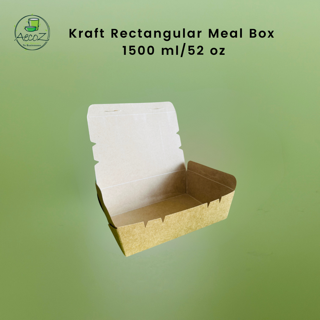 Kraft Rectangular Meal Box - 1500ml/52 Oz - Box