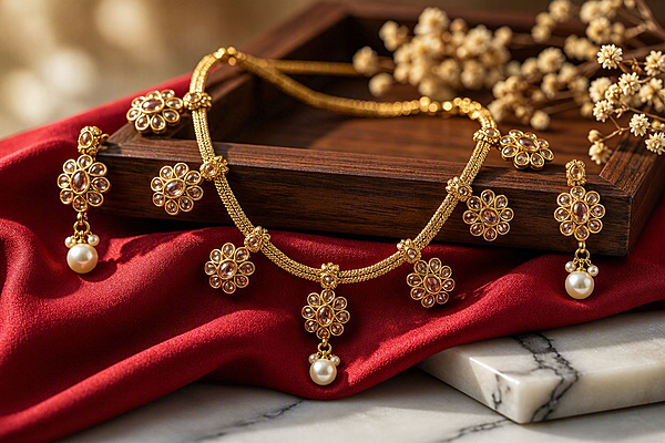 Royal Kundan Floral Choker Necklace Set