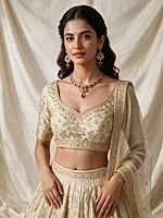 Regal Tricolor Gem & Kundan Necklace Set