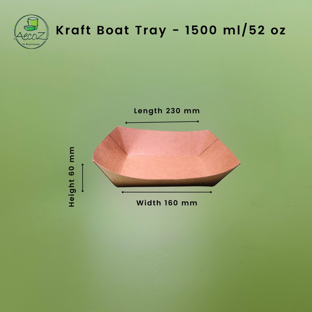 Kraft Boat Tray- 1500ml/52 oz - Box