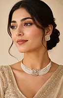 Ethereal Pearl Strand & Kundan Medallion Choker Set
