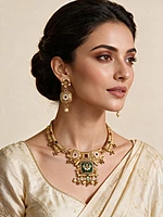 Heritage Meenakari Peacock Pendant Necklace Set