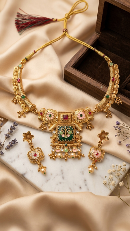 Heritage Meenakari Peacock Pendant Necklace Set
