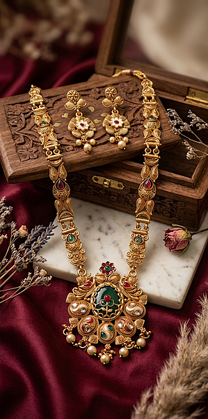 Heritage Emerald & Enamel Long Haram Set