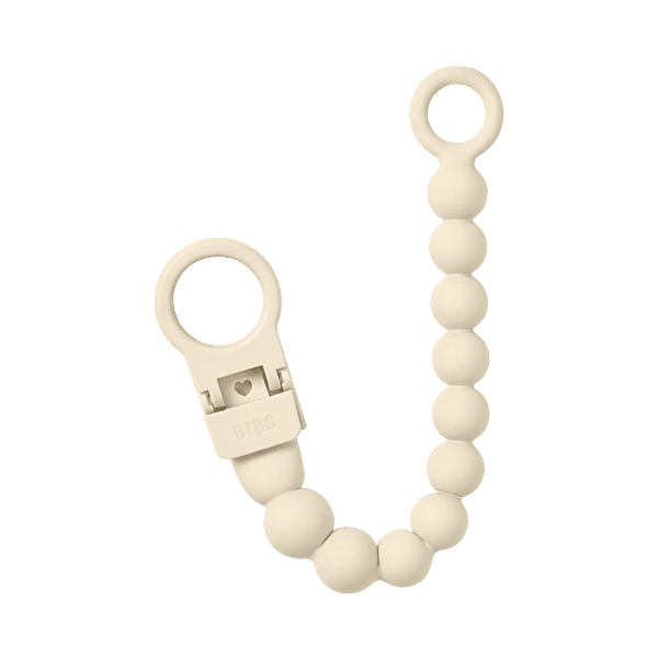 Bibs Pacifier Clip Beaded Ivory