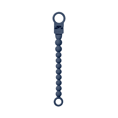 Bibs Pacifier Clip Beaded Steel Blue