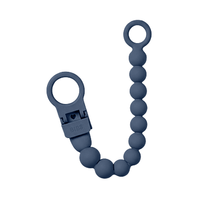 Bibs Pacifier Clip Beaded Steel Blue