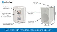 Adastra FSV-W Indoor/Outdoor IP35 Foreground Speaker 130W /8 Ohms, 40W /100V White Single