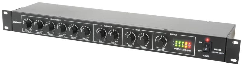 Adastra ML622 Microphone/Aux 1U Rack Mixer
