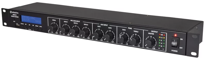 Adastra MM321 Microphone/Aux 1U Rack Bluetooth USB FM Player Mixer