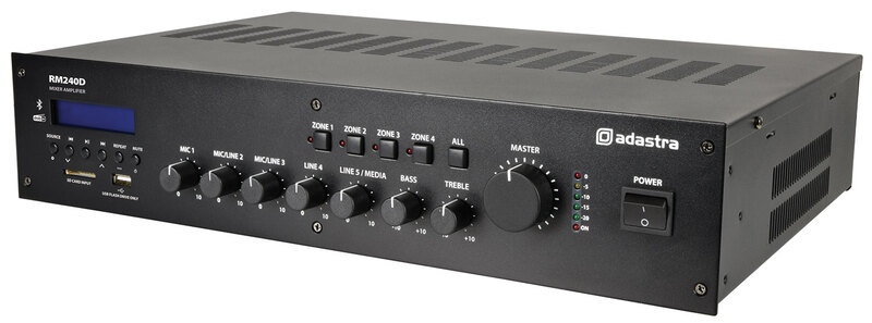 Adastra RM240D 19" Mixer Amplifier DAB+, BT, USB/SD, 240W /4 Ohms or 100V