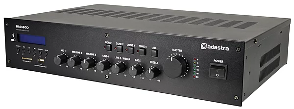 Adastra RM480D 19" Mixer Amplifier DAB+, BT, USB/SD, 480W /4 Ohms or 100V