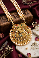 Maharani Heirloom Triple-Strand Pearl and Kundan Haram Set