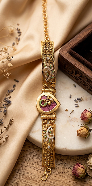 Royal Meenakari Floral Teardrop Bracelet