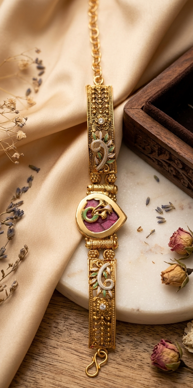Royal Meenakari Floral Teardrop Bracelet