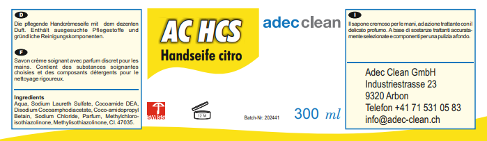 AC HCS | Handseife Citro | 300 ml