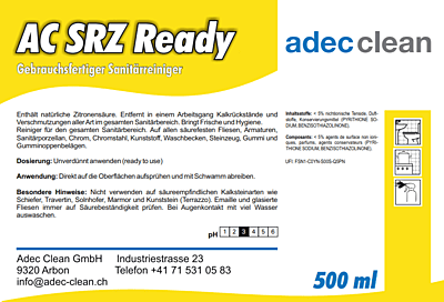 AC SRZ Ready | Gebrauchsfertiger Sanitärreiniger | Sprühflasche | 500 ml